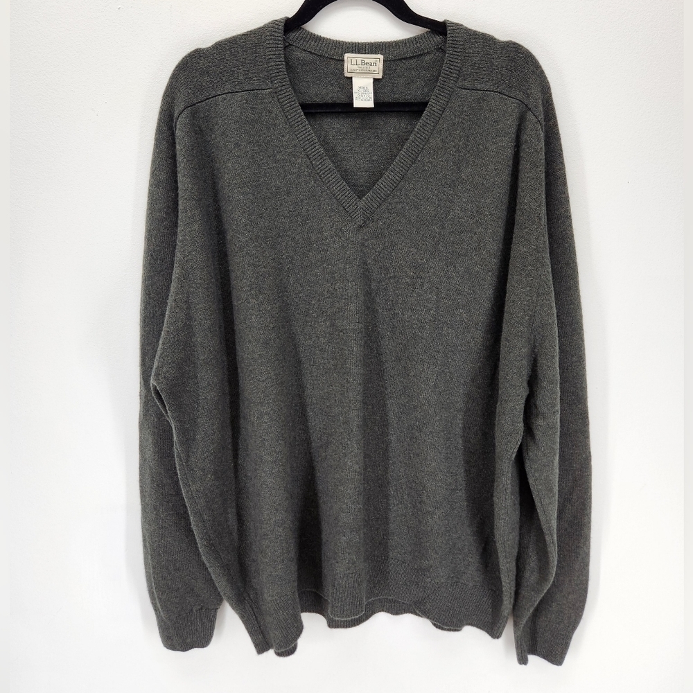 LL Bean Sweater Mens XL Green Lambswool